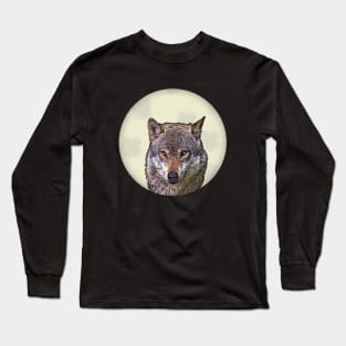 Wolf On Full Moon Long Sleeve T-Shirt